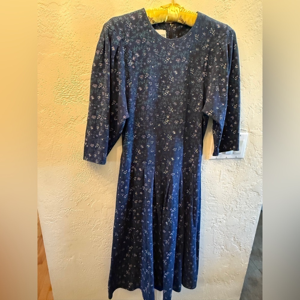 Vintage Paquette Too Chic Long Sleeve Floral Dress in Navy Women’s Sz 14